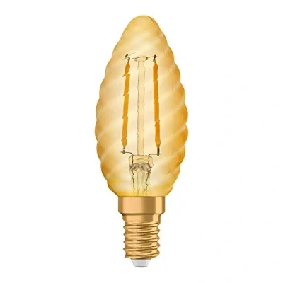 Image de OSRAM Vintage Edition 1906 Ampoule LED à Filament Culot E14 Forme Flamme Torsadée Or Ambrée Blanc Chaud 2500K 1,5W (équivalent 12W)