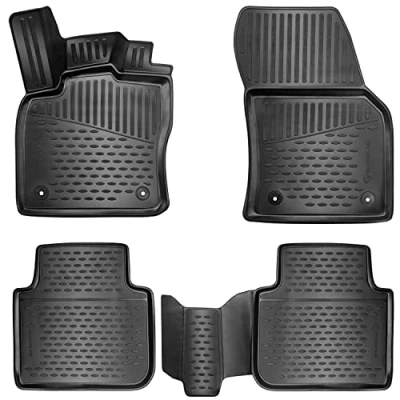Image de Elmasline Set de tapis en caoutchouc design 3D pour Audi A6 (C8) à partir 2018 Bord extra haut 5 cm
