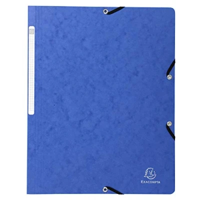 Image de Exacompta Réf. 5512E 1 chemise à élastiques sans rabat pochette en carte lustrée 400 g/m2 dimensions 24 x 32 cm pour documents au format A4 couleur bleu