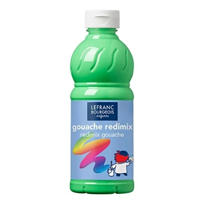 Image de Lefranc Bourgeois Gouache liquide Redimix pour enfants Bouteille 500ml Vert fluo