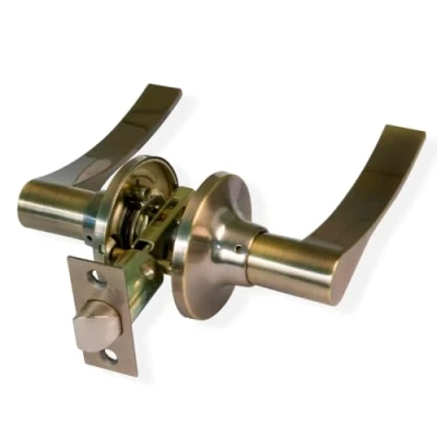 Image de AMIG Ensemble de poignées porte avec Loqueteau Rosace pour portes Poignée idéale en bois Zamak Cuir d&#039;entrée 60/70 mm intérieure