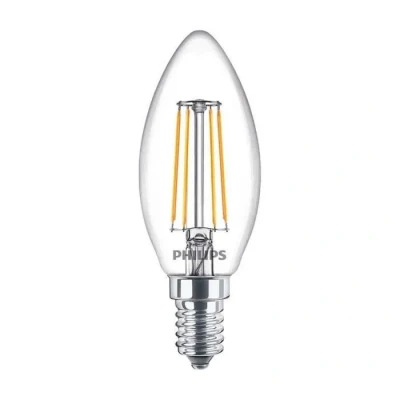 Image de Ampoule LED Flamme Philips Corepro E14 Filament Claire 4.3W 470lm 827 Blanc Très Chaud