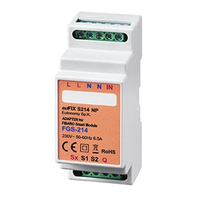 Image de Eutonomy euFIX Adaptateur de Rail DIN pour FIBARO Smart Module, avec des Boutons, S214