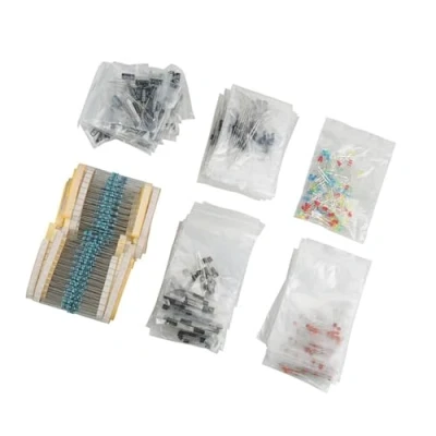 Image de 1390 Pcs Composants Electroniques 30 Valeurs Résistances 10Ω 1M, 5 Couleurs LED, Condensateurs électrolytiques, en Céramique, Diodes, Transistors
