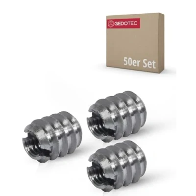 Image de Gedotec Lot de 50 manchons M4 vissés en métal avec fente à visser x 8 mm, écrou fileté acier galvanisé