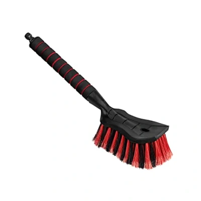 Image de ToM PaR Brosse de Lavage I à Eau avec raccord d&#039;eau Ouverture Rapide du Robinet Poils serrés Poignée Confortable Voiture Jardin Longueur: 44 cm Rouge