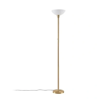 Image de Lindby Lampadaire à éclairage indirect Ignacia, coque en verre, laiton