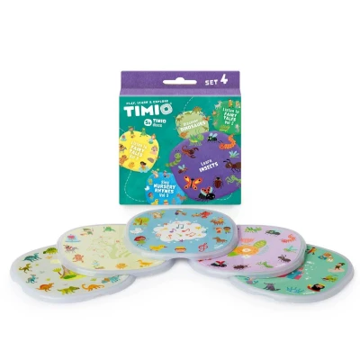 Image de TIMIO Disc Set # 4 : 5 disques Audio pour Le Lecteur Apprendre 96 comptines Vol. 3, 12 Contes De fées Vol.2, Dinosaures, Petits Insectes 8 Langues 2 à 6 Ans