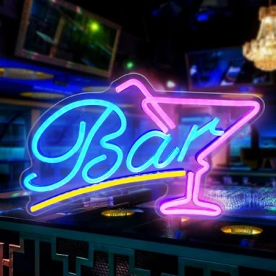 Image de Bar Neon Panneau Cocktails Néon LED Lumineux Bière avec USB Enseigne Lumineuse Pour Décoration Murale Lettrage Lumière 3D à La