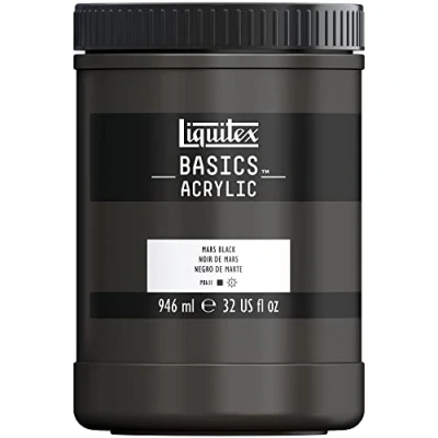 Image de Liquitex 8870352 Basics peinture acrylique, artistique monopigmentée, résistante à la lumière, qualité archive, finition satinée, pot De 946 ml Noir Mars