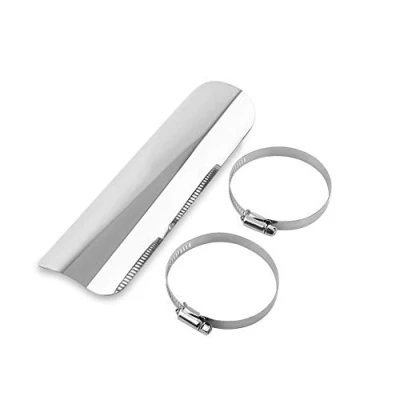 Image de Bouclier Thermique, Keenso Cache de Silencieux D&#039;échappement Moto Universel Tuyau Thermique Couvercle D&#039;isolation Garde Flamme Pare chaleur(Silver)