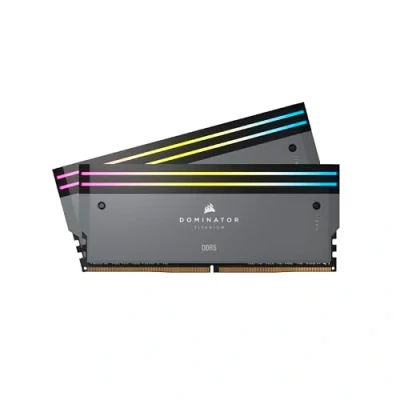 Image de Corsair Dominator Titanium RGB DDR5 RAM 96Go (2x48Go) 6000MHz CL30 36 76 1.40V AMD Expo Intel XMP 3.0 Mémoire pour Ordinateur de Bureau Gris (CMP96GX5M2B6000Z30)