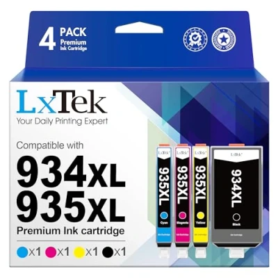 Image de LxTek Compatible Cartouches d&#039;encre Remplacement pour HP 934 XL 935 934XL 935XL Officejet Pro 6230 6830, 6820 (Noir Cyan Magenta Jaune, 4 Pack)
