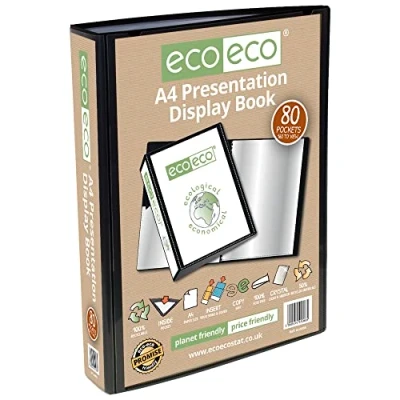 Image de eco A4 50% Recyclé 80 Pocket Couleur Noir Présentation Affichage du Livre eco066