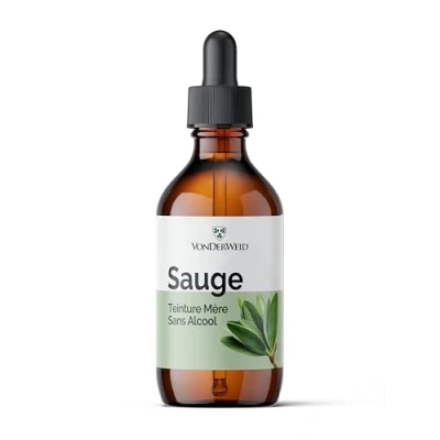 Image de Vonderweid Teinture Mère sans alcool de sauge Extrait glycériné Gouttes Extraction par ultrasons Complément Alimentaire Salvia Officinalis Végétalien, 100ml