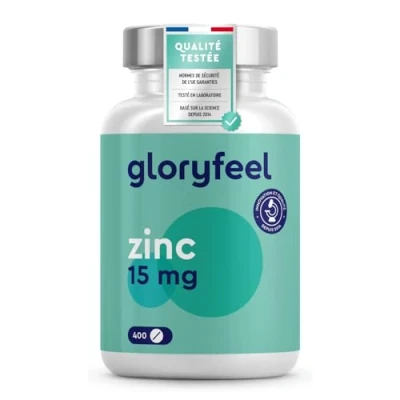 Image de Zinc, 400 Comprimés Végétaliens, Soutient pour l&#039;Acné, Zinc Plus d&#039;un An, Antioxydant et Beauté, une Peau Saine, Système Immunitaire*, Sans Additifs, Complément Alimentaire