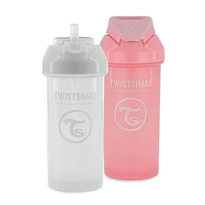 Image de Twistshake 2x Biberon Anti Colique Avec Récipient Pour Lait En Poudre Et Mélangeur 330ml Tétine Silicone À Écoulement Rapide Sans BPA 4+ Mois Rose