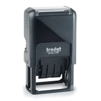 Image de Tampon Dateur PAYE LE ... PAR Trodat Printy B4750L2 Texte en bleu, date rouge, encrage automatique rechargeable, format de l&#039;impression 41 x 24 mm noir