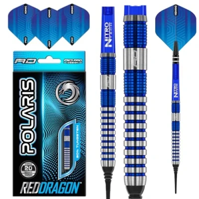 Image de RED DRAGON Polaris Softip: Jeu de fléchettes Professionnelles en tungstène 20 grammes avec Vols et tiges Nitrotech (tiges)