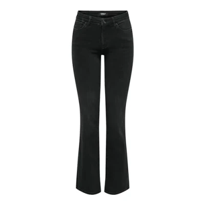 Image de ONLY Onlann Mid Flared DNM Soo612 Noos, Noir délavé, 34 FR/XS/L Femmes
