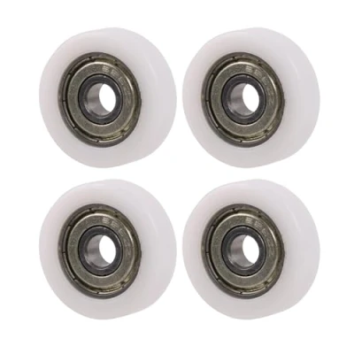 Image de BQLZR 4 pièces blanc 626ZZ plat recouvert de plastique muet Guide poulie Rail roulement à billes roue pour porte fenêtre