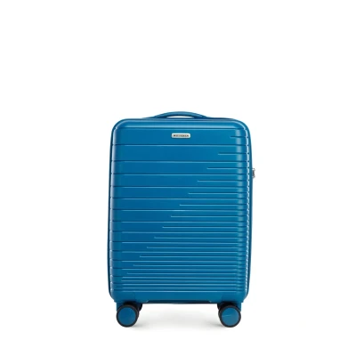 Image de WITTCHEN FUERTA Line Petite Valise Bagage à Main Cabine Bagages en polypropylène Rayures Brillantes 4 Roues Doubles Poignée télescopique Serrure TSA Taille S Bleu