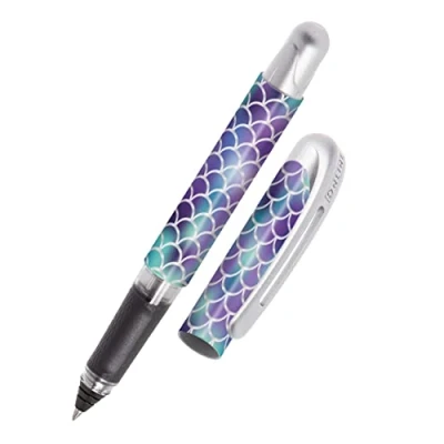 Image de ONLINE stylo roller ergonomique Shiny Dreams │ pour l&#039;école et le lycée poignée souple gauchers droitiers cartouches d&#039;encre standard, rechargeables, couleur bleue étudiants