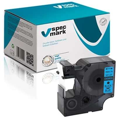 Image de specmark Compatible avec DYMO D1 45806 Ruban encreur 19 mm x 7 m Noir sur bleu pour imprimante LM Label Manager LP Point LW Writer DUO