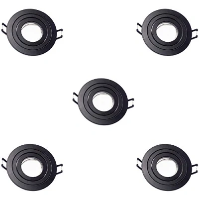 Image de 5 pcs Wonderlamp Spot Encastré Rond classique avec support d&#039;ampoule GU10, Angle d&#039;inclinaison 30, Ø9,3x2,5 cm, Noir