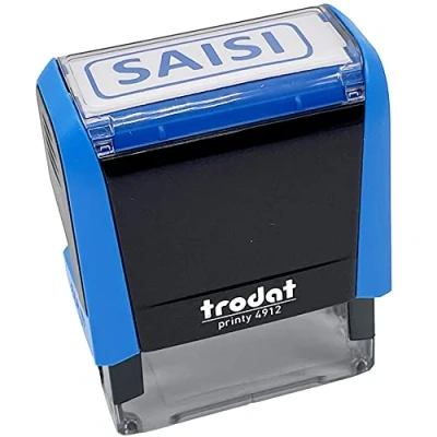 Image de Tampon Trodat x print 4912 encrage automatique rechargeable, texte SAISI, encre de couleur bleu, format l’impression 47 18 mm