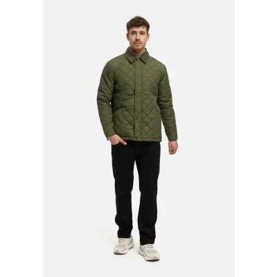 Image de Indicode Veste matelassée INDram pour homme avec col en velours côtelé et surpiqûre losanges Doudoune homme, army, L