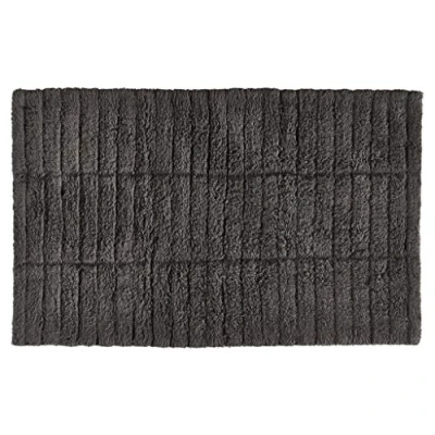 Image de ZONE DENMARK Tapis De Bain Tiles 80 x 50 cm 100% Coton ÉPais &amp; Absorbant Sensation AgréAble Sangle Pratique pour Séchage Lavable à 40 en Machine Anthracite