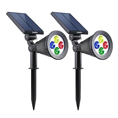 Image de Lumisky SPIKY C34 X2 Set de 2 Projecteur Spot Solaire 4 LED Extérieur Etanche Lumière en 1, Plastique, Intégré, 1,5 W, Rgb, 29 x 9,5 34 cm
