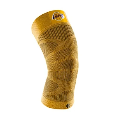 Image de Bauerfeind Genouillère &quot;Sports Compression Knee Support NBA&quot;, 1 unisexe pour les sports de ballon, basketball, Couleur : Jaune avec logo NBA