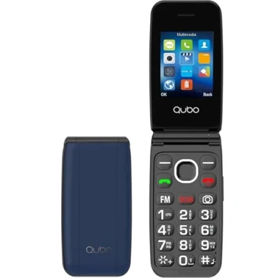 Image de Qubo GSM Téléphone Portable Senior,Telephone Senior,Flip avec Grands Boutons, Volume Élevé, Fonction SOS, écran de 2.4&quot; (Bleu)