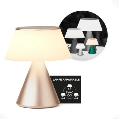 Image de Lexon lampe de bureau LED LUMA M, table sans fil tactile avec variateur d&#039;intensité et synchronisation multi lampes, 9 couleurs lumière pour bureau, chambre chevet Or