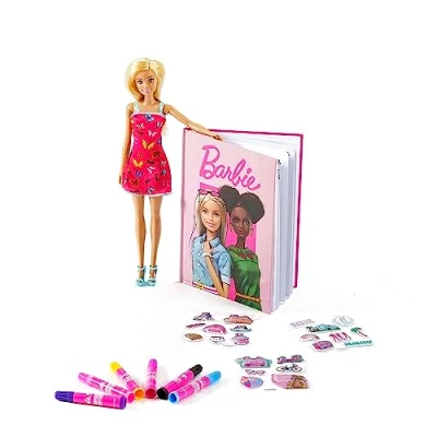 Image de Barbie Trendy Style 2 en 1 avec Journal et Mode poupée Idée Cadeau d&#039;anniversaire pour Les Filles à partir de 5 Ans.