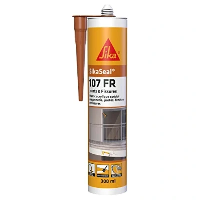 Image de SIKA Mastic acrylique spécial maçonnerie portes fenêtres SikaSeal 107 joints et fissures Acajou Int/Ext Multisupports Résistant aux intempéries 300ml