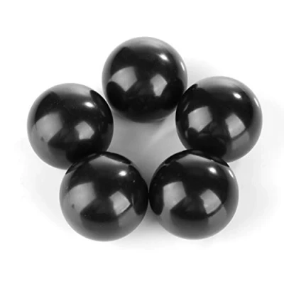 Image de Bouton de Boule Poignée 5pcs, Pommeau Levier Vitesse Rond en Bakélite Noir, Cuivre Fileté M8