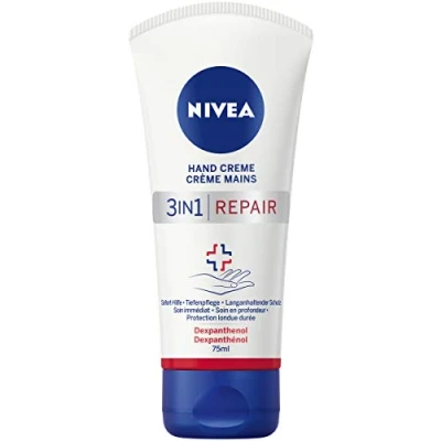 Image de NIVEA crème réparatrice pour les mains 3 en 1 (75 ml), la peau riche au dexpanthénol un soin intensif, des très sèches et craquelées
