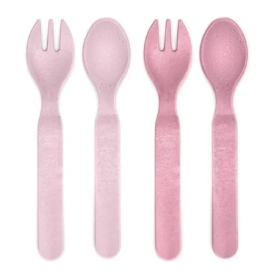 Image de Reer Growing Set de Couverts pour Enfants 4 Pièces 2 Cuillères/2 Fourchettes Rose Vaisselle Durable sans Mélamine 1 Unité 22104