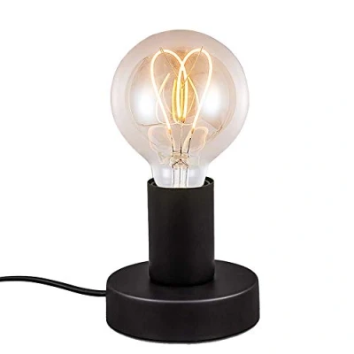 Image de lampe de table rétro, lecture, métal noir mat, douille E27, câble avec interrupteur, chevet vintage,bureau lumière créative table,E27 intérieur luminaire cadeau
