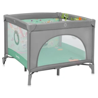Image de lionelo Mille Plus Lit 2 en 1 de Voyage et Parc pour bébés Jusqu’à 15 kg, 036 Mois, entrée latérale, Matelas 3D, Roues avec Frein, Pliage Facile, Sac Transport (Green)