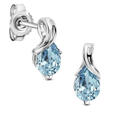 Image de Miore boucles d&#039;oreilles pour Femmes pendantes en Or Blanc 9 Carat /375 avec Pierre Précieuse forme poire Topaze bleue, Bijoux