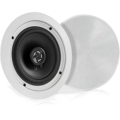 Image de Pyle Système d’Enceinte Plafond Bluetooth 13,34 cm d&#039;Enceinte Plafond/Murale 2 Voies Grilles Rondes/Carrées Amovibles, Cône en Polypropylène &amp; Tweeter Polymère Enceinte