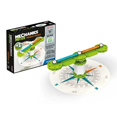 Image de Geomag Mechanics Motion Magnetic Compass Educational and Creative Game for Children Building Blocks, with Recycled Plastic Set of 35 Pieces