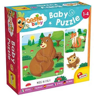 Image de Liscianigiochi Puzzle Bébé La Forêt Jeu de Réflexion Educatif 6 Puzzles 4 Pièces Les Animaux 14 x Cm Pour Enfants 1 à ans Carotina Baby
