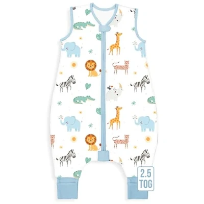 Image de Mama Cheetah Sac de couchage pour bébé avec pieds 4T 5T 2,5 TOG Organic Cotton Sleeping Bag with Legs Baby Wearable Blankets for Walkers w/ 2 Way Zipper Sleep Sack Girls &amp; Boys XL