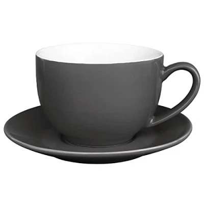 Image de Olympia Cafe Lot de 12 tasses à café cappuccino en grès 340 ml (lot 12), résistantes aux éclats, passent au lave vaisselle, micro ondes, soucoupes vendues séparément (GL049), GK078