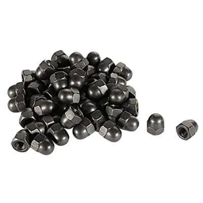 Image de sourcing map 50pcs Écrou Borgne Noir M4 Hexagonal Dôme Clous Carbure Acier Décoratif pour Vis Boulon